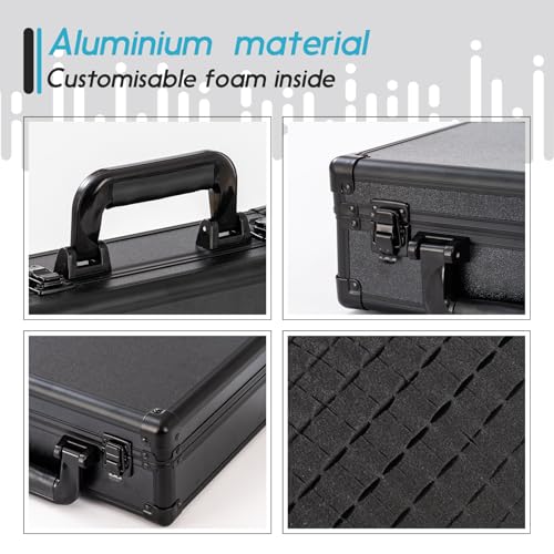 Small Hard Case with Pluck Foam Interior for Pisto l, GoPro,Microphone, Camera, and More - Outer Size 12.2 x 9 x 4.5 Inches, Black - color: 12.2 x 9 x 4.5