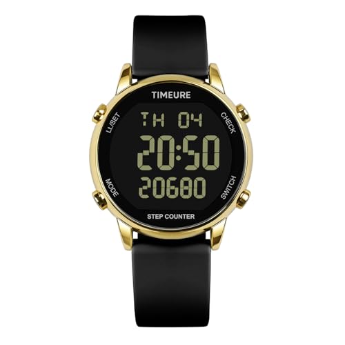 TIMEURE Pedometer Watch for Women Step Counter for Walking No App TU-2509 - color: gold black