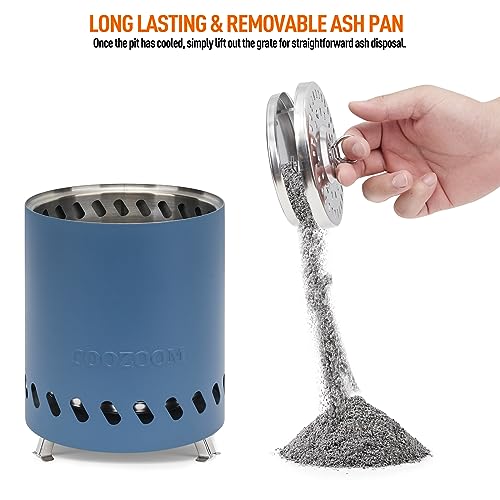 Portable Table Top Fire Pit with Stand, 5.5" Stainless Steel Mini Outdoor Low Smoke Burning Tabletop Firepit Fueled by Pellets or Wood, for Outside Camping Blue - color: Navy Blue, size: 5.5 Inch