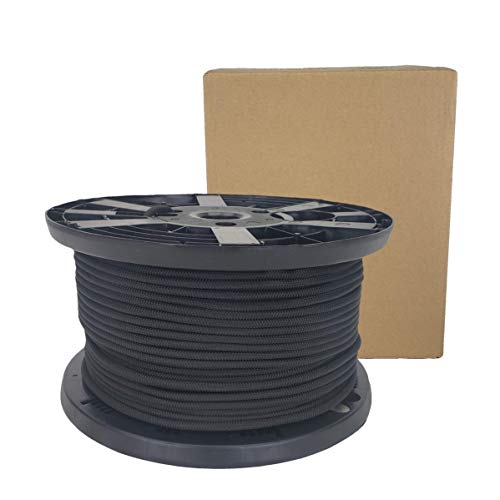 1/4" Black Shock Cord, Marine Grade Polyester Bungee Cord, 500 ft Spool, UV Resistant Elastic Rope - size: (#8) 1/4" x 500 feet