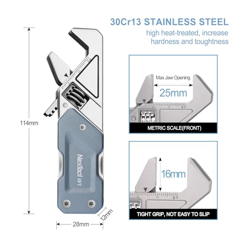 NexTool W1 Adjustable Wrench Multitool, 6-in-1 EDC Screwdriver Tool