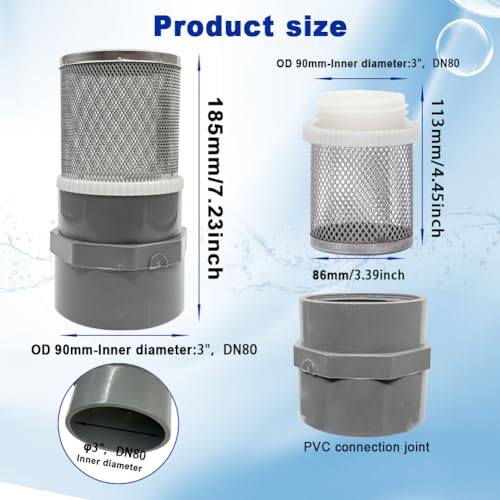 3" Stainless Steel Filter DN80 Suction Strainers Used to Remove Debris and Reduce Solid Entry（1pcs） - size: 3"DN80