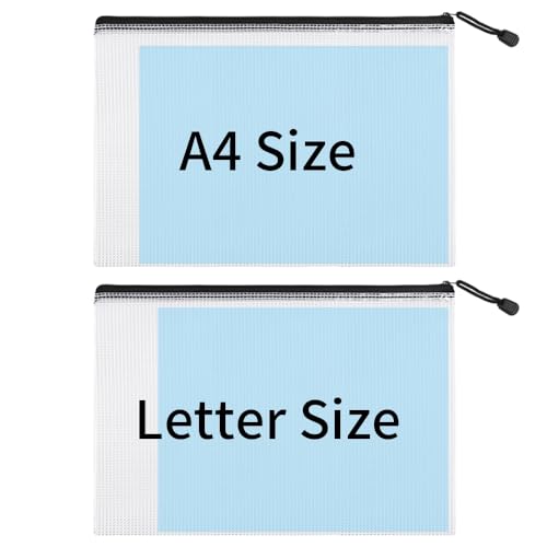 EOOUT 24pcs Mesh Zipper Pouch Bags, Plastic Zipper Bag for Organizing 13.5x9.5 Inches Letter Size, A4 Size, for Office Supplies - style: black-24pcs