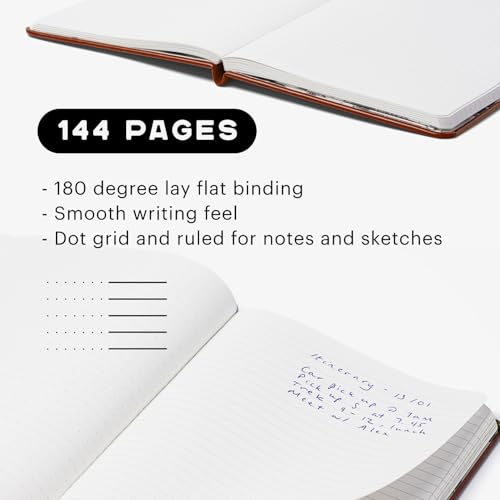 Stone Journal Explorer Notebook – A5 Waterproof Paper Field Journal, Vegan Leather Hardcover, 144 Pages Alternating Ruled & Dot Grid, Back Pocket, Weather-Resistant (Tan Brown) - color: Tan Brown