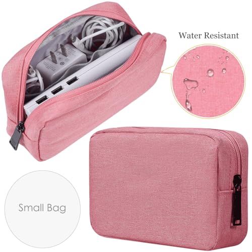 CAAORDKSO Electronics Organizer Travel Bag, Small Cable Organizer Case Waterproof Accessories Pouch, Travel Electronic Carrying Case for Cable, Cord, Charger, Phone, Power Bank, Earphone (Small-Pink) - color: Small-Pink, size: Small