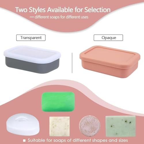 Large Soap Container, Silicone Bar Soap Case, Soap Case with Draining Layer | Portable Shampoo Bar Soap Box for Gym, Camp(Flesh Pink) - color: Rectangular Flesh Pink