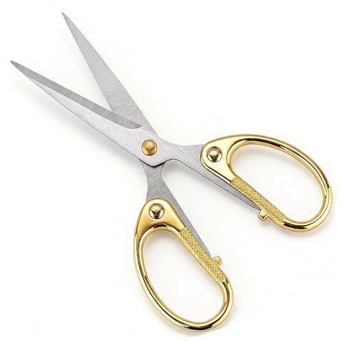 5" All Stainless Steel Office Scissors,Ultra Sharp Blade Shears,Sturdy Sharp Scissor for Office Home School Sewing Fabric Craft Paper All Purpose Scissors Gold - color: Gold, size: 5"