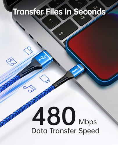 iPhone Charger [Apple MFi Certified] USB A to Lightning Cable 6FT, 3Pack | Nylon Braided Heavy Duty Fast iPhone Charging Cord for iPhone 14 13 12 11 SE X XS XR 8 7 6 6s 5, iPad Pro, Air, mini - Blue - color: Blue, size: 6FT, style: USB A to Lightning