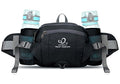 WATERFLY Fanny Pack Waist Bag: Fannie Pack 2 Water Bottle Holders Lumbar Belt Hiking Walking Running Jogging Camping Large Woman Man (Bottle Not Included) - color: Black