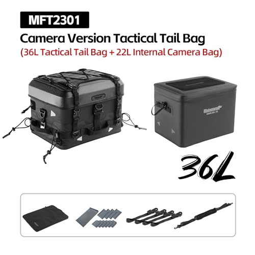 Rhinowalk Waterproof Motorcycle Tail Bag Combo – 36L Hard Shell Top Case with 22L Shockproof Camera Insert for DSLR/Drone Gear – Modular Photography Luggage (MFT2301) - style: Camera Bag Combo Mft2301