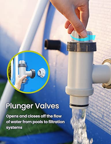 SUMMERBUDDY Above Ground Pool Parts Kit, Split Plunger Valve and Adapters | Includes split and standard plunger valves, 1.5" inlet nozzle, 1.25" outlet strainer and hose adapter for compatible pools.