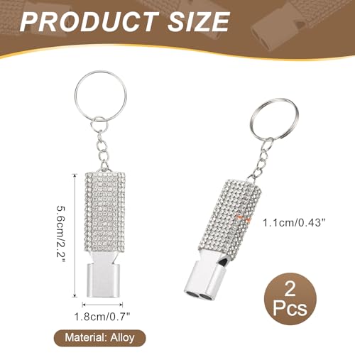 PATIKIL Emergency Whistle with Keychain, Bling Safety Survival Whistles Rescue Signaling Loud - color: White