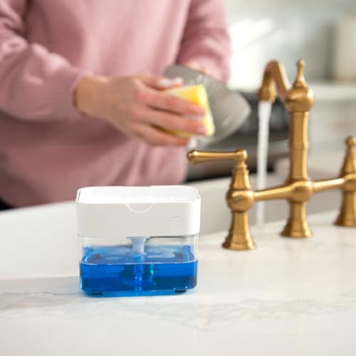 S&T INC. Dish Soap Dispenser and Sponge Holder, Matte White - color: Matte White