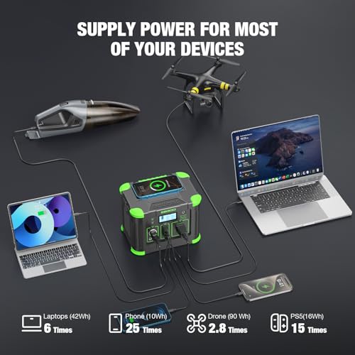 Portable Power Station 330W 288.6Wh Solar Generator Emergency Travel Backup - color: green
