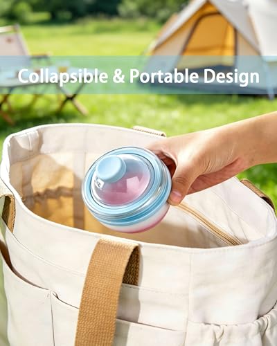 2-in-1 Collapsible Silicone Tumbler & Ice Ball Maker with Straw | Portable, Foldable, Reusable, For Iced Coffee & Juice, Travel & Outdoor Use