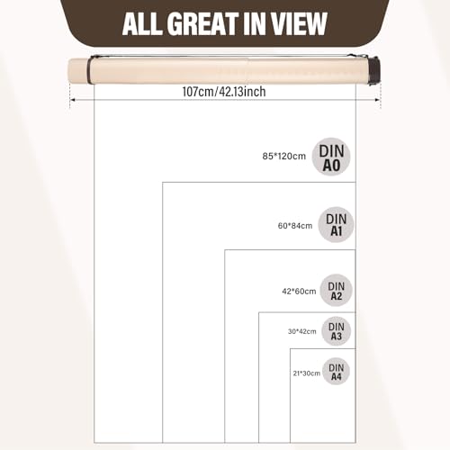 DEWEL Adjustable Poster Tube 24.5"-42", Telescoping Drawing Tube with Strap - color: Beige (Polygon), size: Large