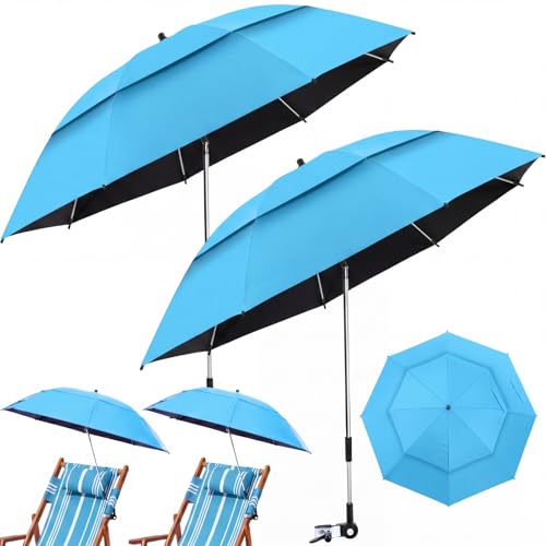 Nuanchu 2 Pack 49" Double Canopy Beach Umbrella with Clamp - color: sky Blue