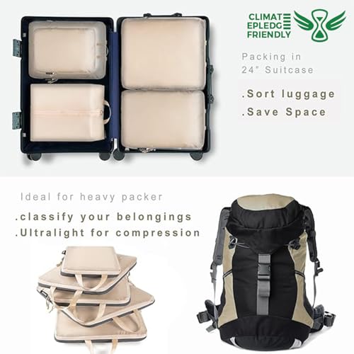 BAGAIL 6 Set Ultralight Compression Packing Cubes Packing Organizer for Travel Accessories Luggage Suitcase Backpack - color: Cream70D, style: Cloth Pattern