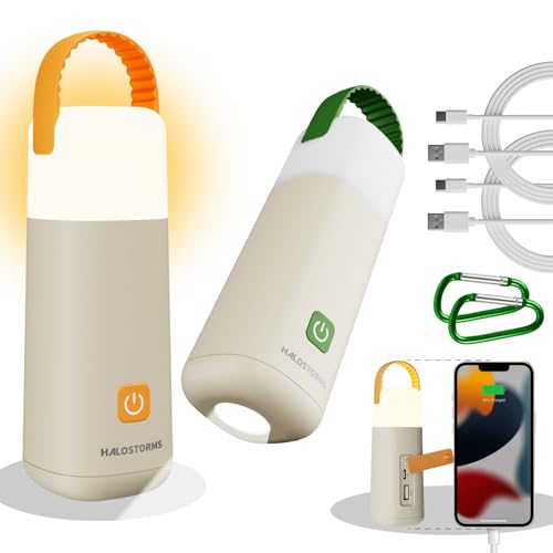Rechargeable Camping Lantern, 350h Runtime Mini Flashlight with Hock,2Pack - style: Green + Yellow