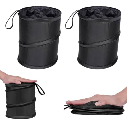 2 Pack Car Trash Bins, Mini Collapsible Car Garbage Can with Sticker, Hanging Car Trash Bag for Back Seat, Multipurpose Water Proof Bag Leak Proof Garbage Bin for Car(Size:6.30 x 7.87inch)