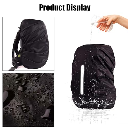 Waterproof Reflective Strap Backpack Rain Cover Black, L | 2000mm Waterproof Backpack Rain Cover | Reflective Anti-Theft | Dual-Layer Nylon | Secure Buckle - size: X-Large