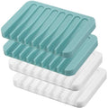 4PCS Premium Silicone Self-Draining Soap Holders, Waterfall Drainer Soap Savers for Bathroom, Kitchen & Bath Tub - Extends Soap Life, Easy Clean (White & Teal) - color: White & Teal