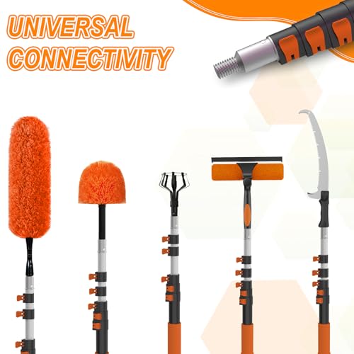 SISUPASSIE Telescoping Extension Pole, Reach to 30FT Telescoping Pole Multi-Purpose 5-24FT Lightweight, Sturdy with Universal Twist-on Metal Tip Extendable for Dusting Painting Window Cleaning - size: 24FT