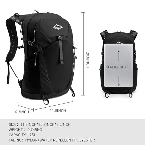 IX INOXTO Hiking Hydration Backpack with 2L/3L Water Bladder for Women and Men18L/25L Water Backpack for Hiking, Cycling, Climbing, Camping - style: Black-3L Water Bladder