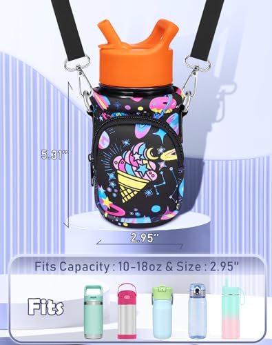 Miss Adola Kids Water Bottle Carrier, 10-18 Oz - color: Rainbow Ice Cream