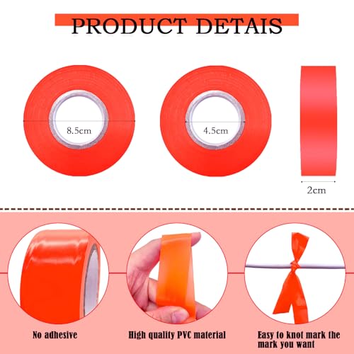 4 Pcs Orange Flagging Tape, 0.78" x788' Non-Adhesive Marking Tape | Plastic Ribbon Neon Tapes for Boundaries and Hazardous Areas, Tree Marking, Hunting, Trail Marking - color: 4PCS,Orange