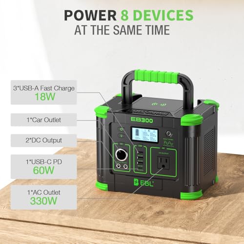 EBL 330W Portable Power Station 288.6Wh Power Supply for Outdoor & Home - color: Green