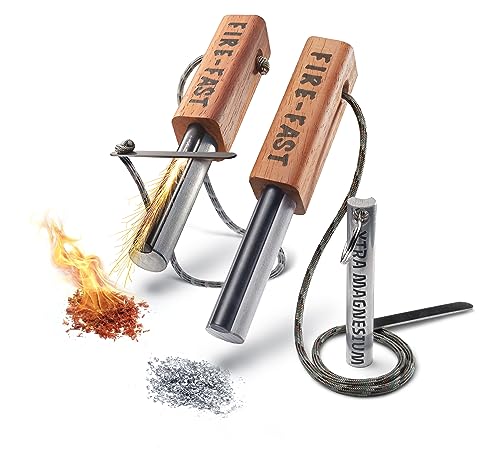 Fire-Fast Trekker. Best Emergency Waterproof Survival Fire Starter. Magnesium and Euro Fire Steel Ferro Rod. Compact Durable Tool for Bushcraft, Camping, Backpacking, Hiking, Hunting, or Bug Out Bag - style: 2 Pack