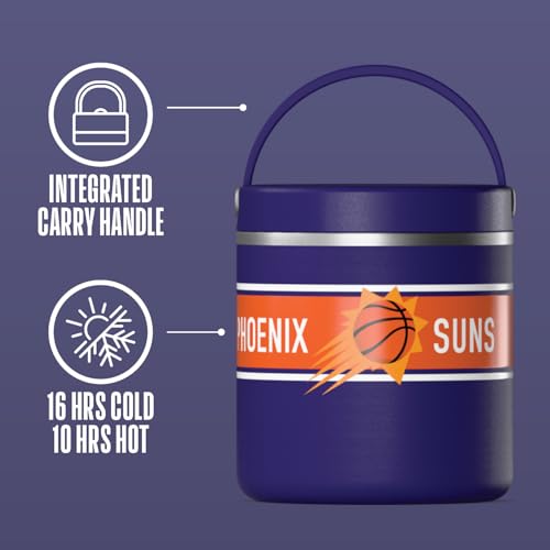 Hydrapeak x NBA Officially Licensed Phoenix Suns 25oz Stainless Steel Vacuum Insulated Thermos Food Jar with Handle, Wide Mouth Leak-Proof Soup Thermos for Adults, 10 Hours Hot and 16 Hours Cold - color: Phoenix Suns, size: NBA 25oz