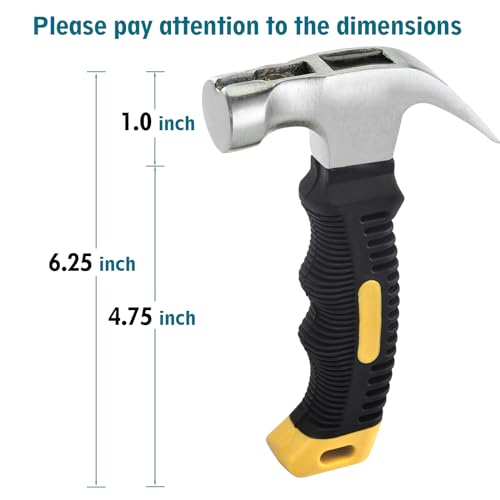 Small Claw Hammer - Mini Hammer for Women&Kids, Camping Hammer, Stubby Tack Hammer, Nail Hammer with Magnetic - color: Yellow
