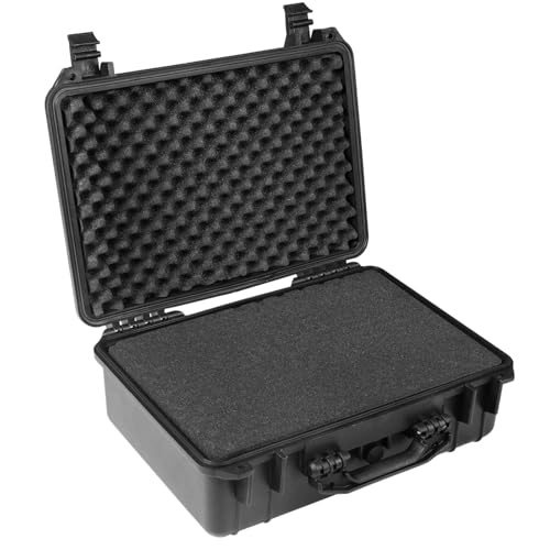 Jack Boss 18x 13.8x 8 Inch Hard Case, Portable Weather Waterproof Protective Camera Case with Customizable Foam, Fit Use of Drones, Camera, Equipments, Black4 | Portable Protective Hard Shell Case With Updated Plastic Material,Fit Drones,Camera,Equipments