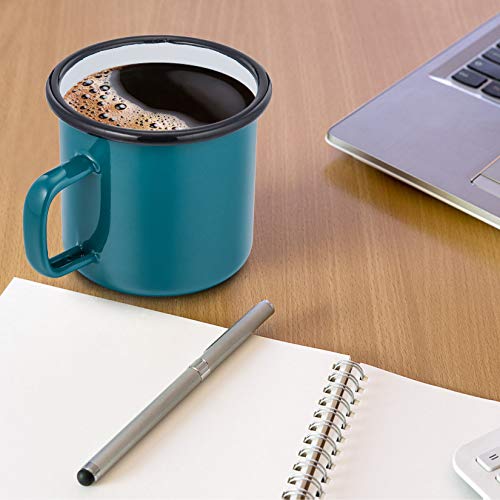 P&P CHEF Enamel Camping Coffee Mug Set of 6, 12 Ounce, 350ML & Green - color: Green