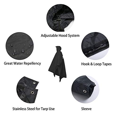 Rain Poncho for Adult, Waterproof Rain Poncho with Hood and Sleeve, Ideal for Hiking, Hunting, Camping - color: Navy Blue