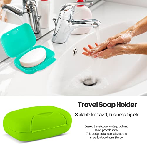 2 Pcs Plastic Soap Case Holder Container Box Home Outdoor Hiking Camping Travel Blue & Lime Green - color: Blue & Lime Green