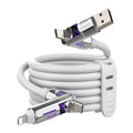 MFish 240W 4-in-1 Fast Charging Cable, White, 6.6FT | Carrying Case, USB-A & USB-C to USB-C/Lightning, For iPhone 17/16/15/14, MacBook, iPad, Laptop, Samsung S25/S24 - color: White, size: 6.6Ft