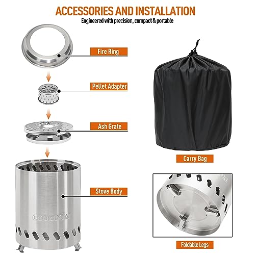 Portable Table Top Fire Pit with Stand, 5.5" Stainless Steel Mini Outdoor Low Smoke Burning Tabletop Firepit Fueled by Pellets or Wood, for Outside Camping - color: Stainless Steel, size: 5.5 Inch