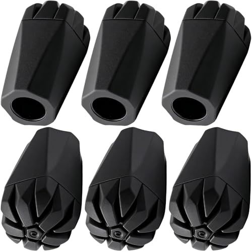 PAGOW 6pcs Walking Cane Tips, Trekking Pole Tips Feet Replacement for Hiking, Anti-Slip Shock Absorbing Walking Sticks for Senior Accessories Poles Outdoor Hikers (Diameter: 2.45 cm) - Black