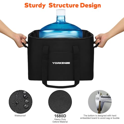 35L Camping Organizer, 1680D Heavy Duty Waterproof Camping Storage for Cooking Utensils and Cookware, with Hard Bottom and Zippered Lid for RV, Hiking