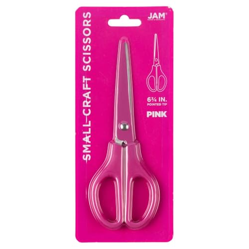 JAM PAPER Arts & Crafts Scissors - 6 3/4 Inch - Fuchsia Pink - Ergonomic Handle & Stainless Steel Pointed Tip Blades - Sold Individually - color: Pink, size: Craft (6.75 Inch)