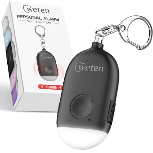 Rechargeable Personal Alarm Keychain for Women, 130dB Siren, Black - color: A - Black