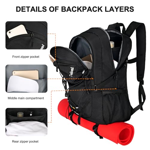 Goloni 45L Foldable Hiking Daypack, Lightweight Water‑Resistant Backpack - color: Black