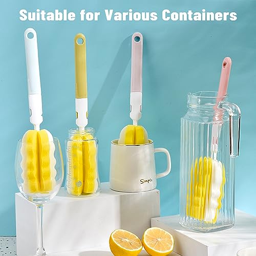 INVODA Bottle Brush 4Pack Long Handle Cup Cleaner Brush Whit Straw Brushes 4Pack Sponge Bottle Scrubber Detachable Handle Cup Cleaning Brush for Baby Bottle Clean Mugs (4 PCS+Straw Brushes 4PCS) - color: 4 Bottle Brush+4 Straw Brush