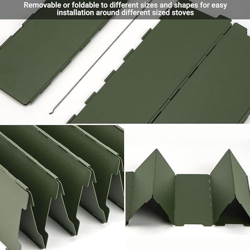 LinkWhere Camping Stove Windscreen – Heavy Duty Foldable Wind Guard with Carry Bag, Heightening and thickening plate, Portable Windproof Shield for Backpacking, High Altitude & Outdoor Grilling