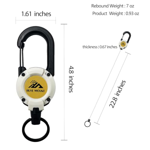 Yojaro Retractable Keychain Heavy Duty 2Pack, Multitool Carabiner Badge Holder, Retractable Keychain Clip Id Holder, Upgraded 58cm Stainless Steel Cord White - color: 2 Pack White