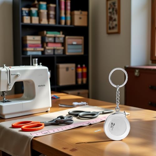 2M Silver Tape Measure Keychains Stainless Steel Tape Measure Tape Measure Keychains Functional Mini Retractable Measuring Tape Keychains for Fabric Cloth Measure Linear Measurement