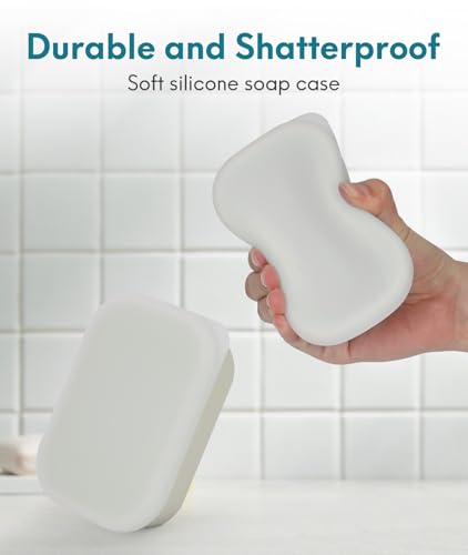 Quatish Compact Leakproof Travel Soap Case, Silicone Soap Box with Draining Layer, Enhanced Soap Container, Suitable for Camping, Gym, Bathroom, Outdoor Essentials, Beige - color: Beige, size: Regular
